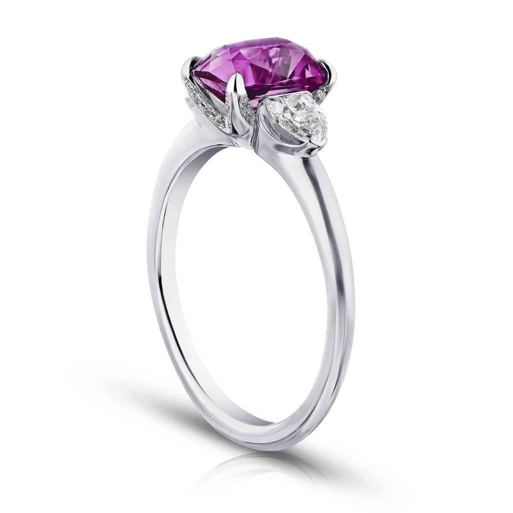 2.05 Carat Cushion Pink Sapphire and Diamond Ring - David Gross Group