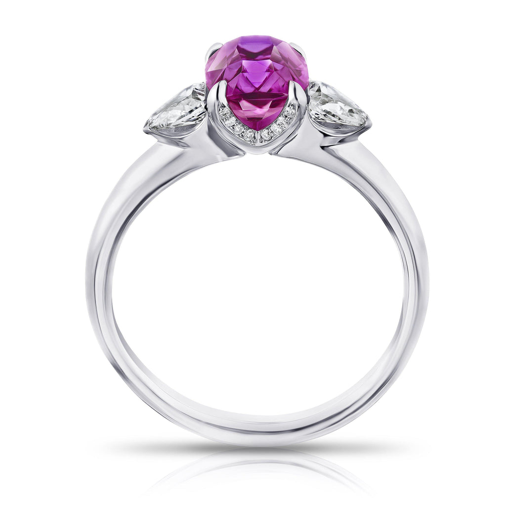 2.05 Carat Cushion Pink Sapphire and Diamond Ring - David Gross Group