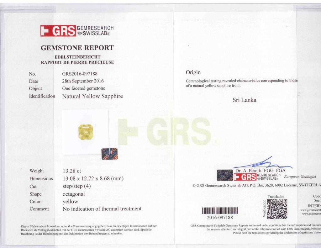 13.28 Carat Emerald Cut Yellow Sapphire and Diamond Ring - David Gross Group