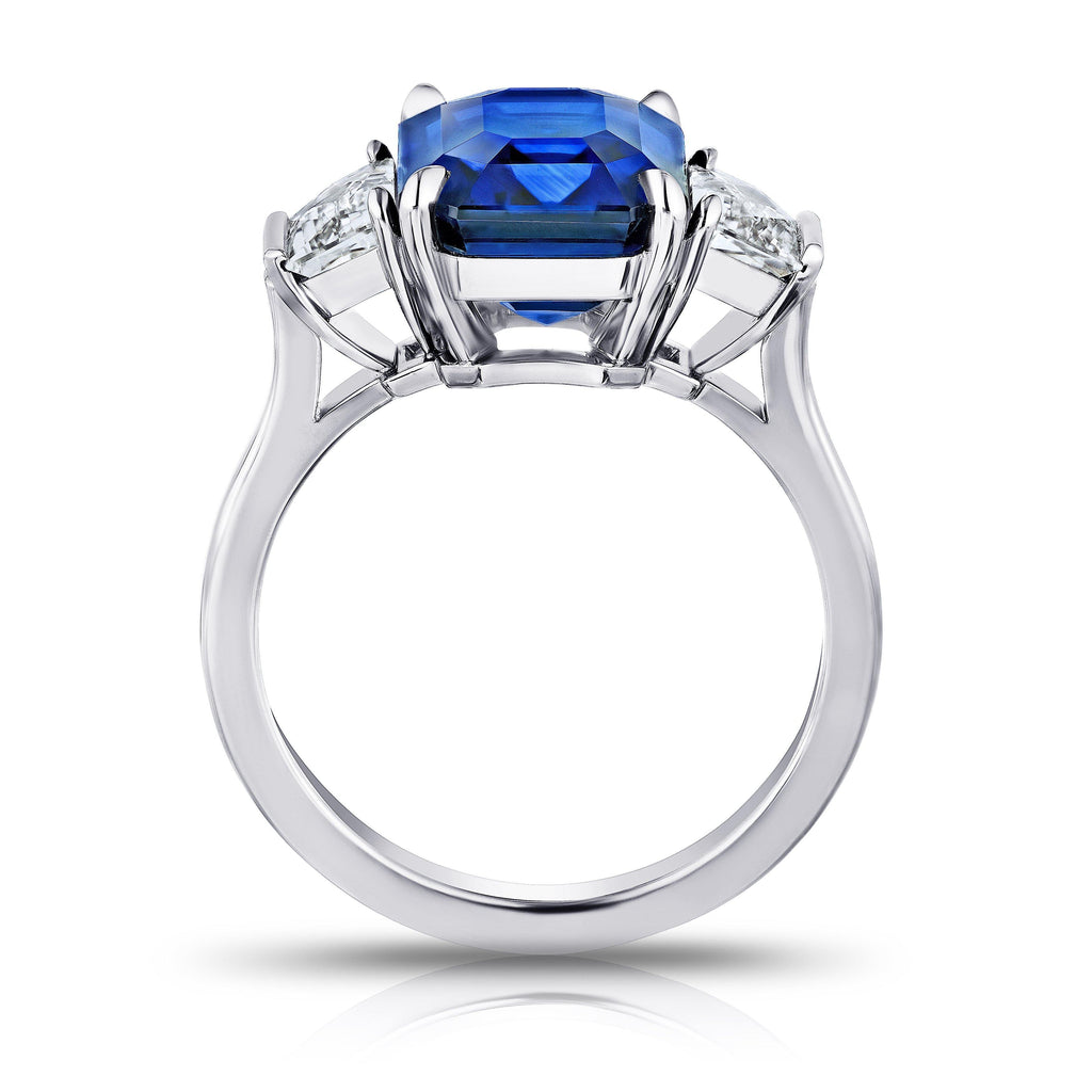 5.98 Carat Emerald Cut Sapphire and Diamond Ring - David Gross Group