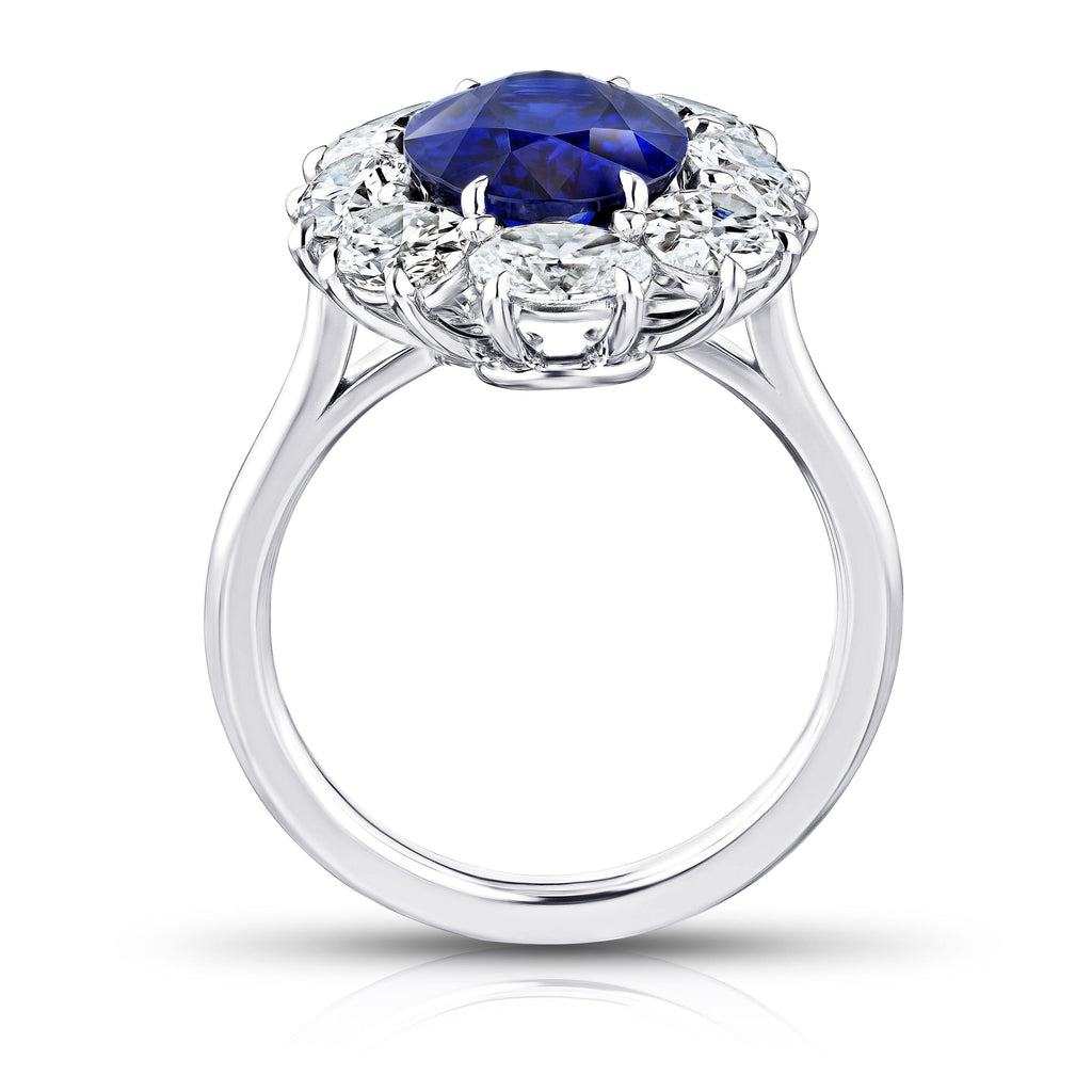 5.30 Carat Oval Blue Sapphire and Diamond Ring - David Gross Group
