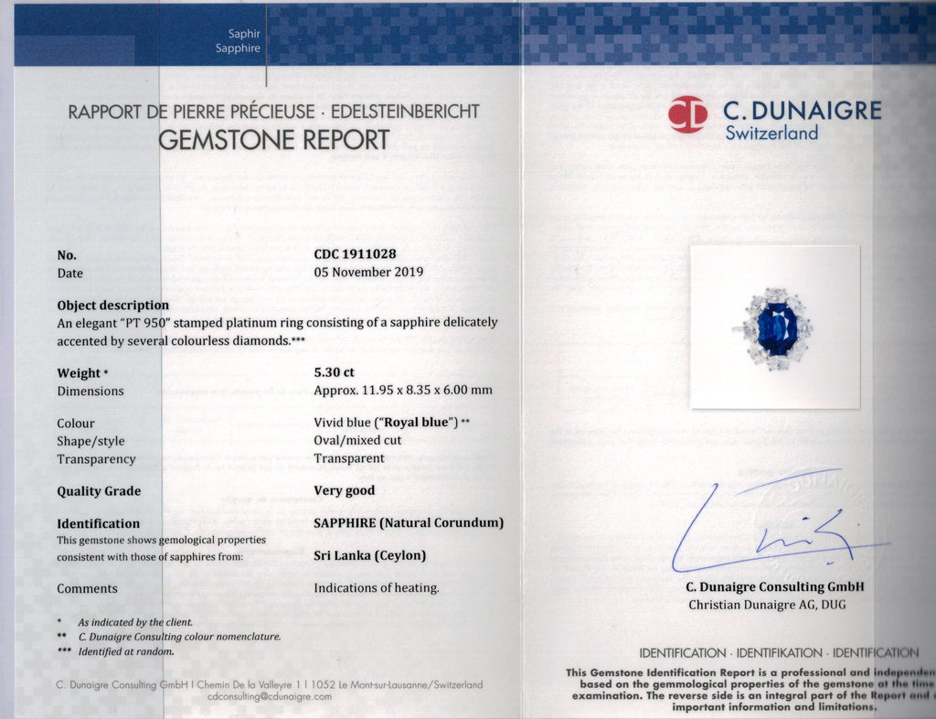 5.30 Carat Oval Blue Sapphire and Diamond Ring - David Gross Group