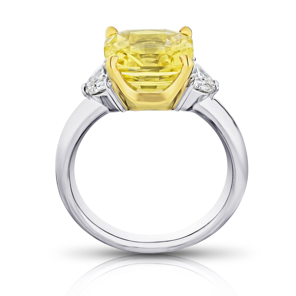 6.51 Carat Cushion Yellow Sapphire and Diamond Ring - David Gross Group
