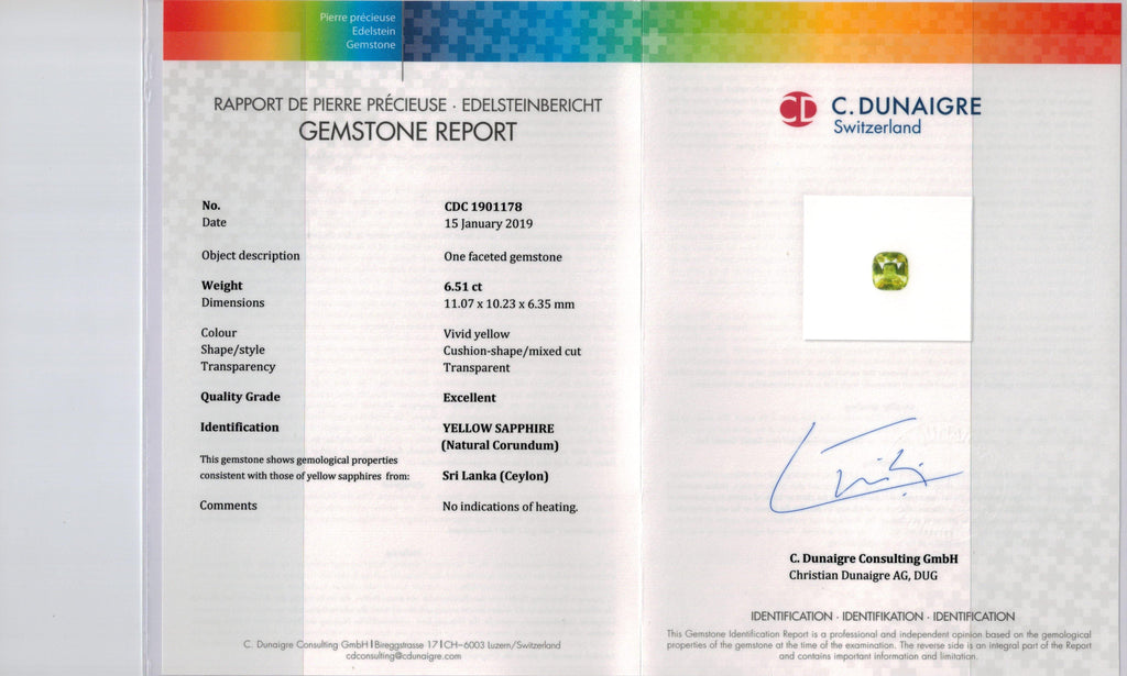 6.51 Carat Cushion Yellow Sapphire and Diamond Ring - David Gross Group