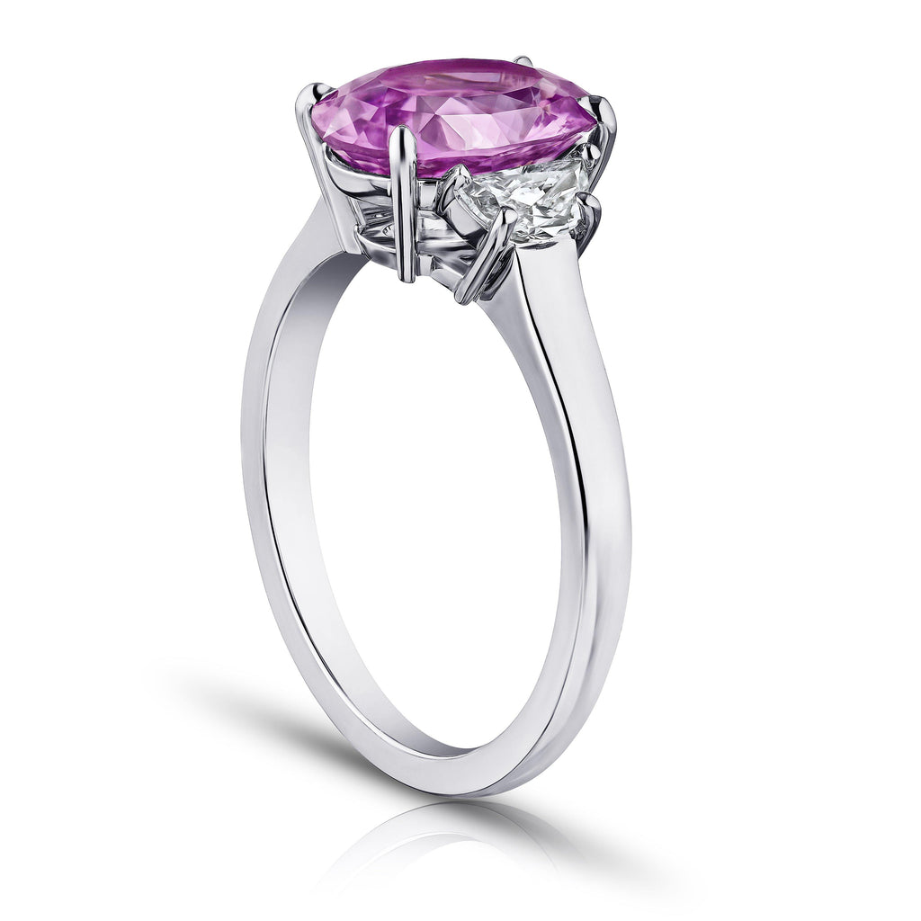3.21 Carat Oval Pink Sapphire and Diamond Ring - David Gross Group