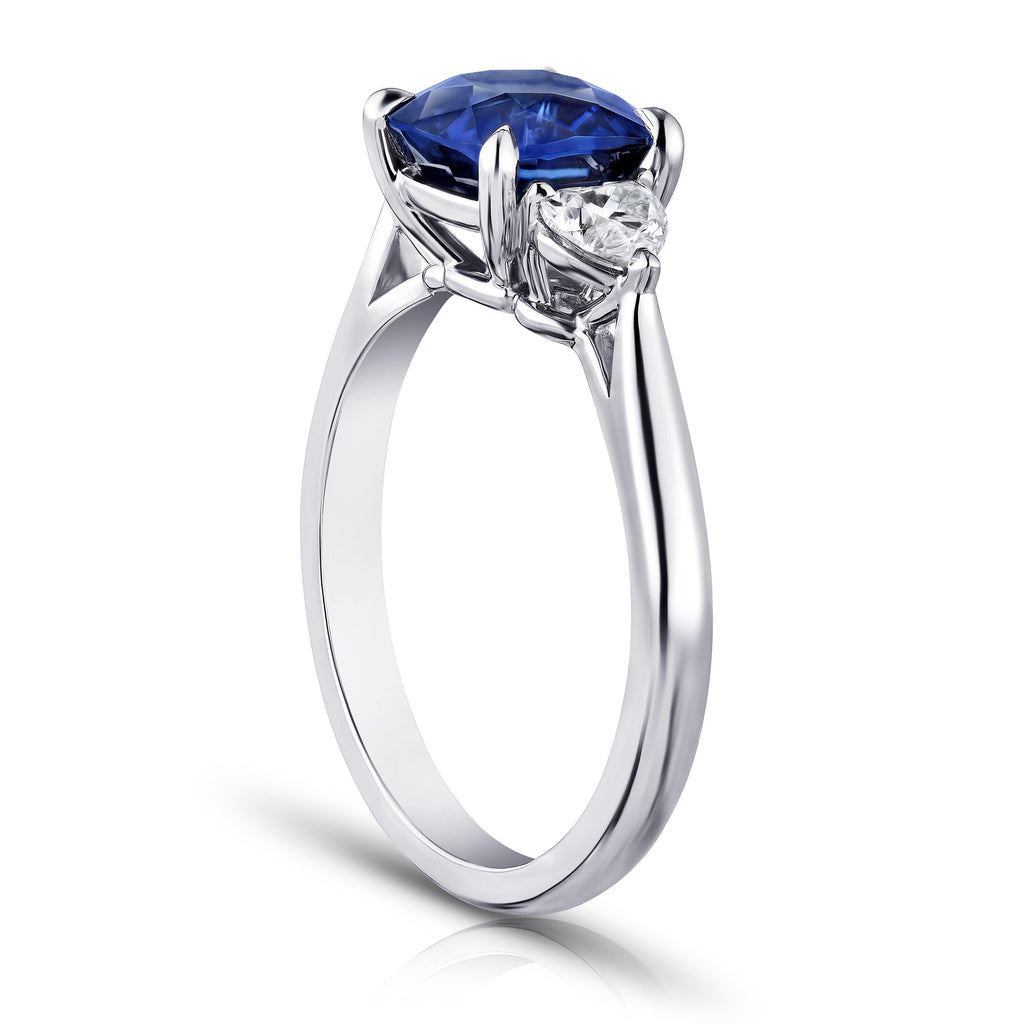 2.61 Carat Cushion Blue Sapphire and Diamond Ring - David Gross Group