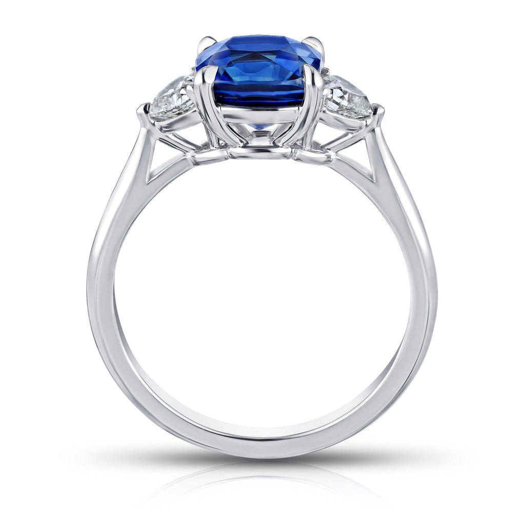 2.61 Carat Cushion Blue Sapphire and Diamond Ring - David Gross Group