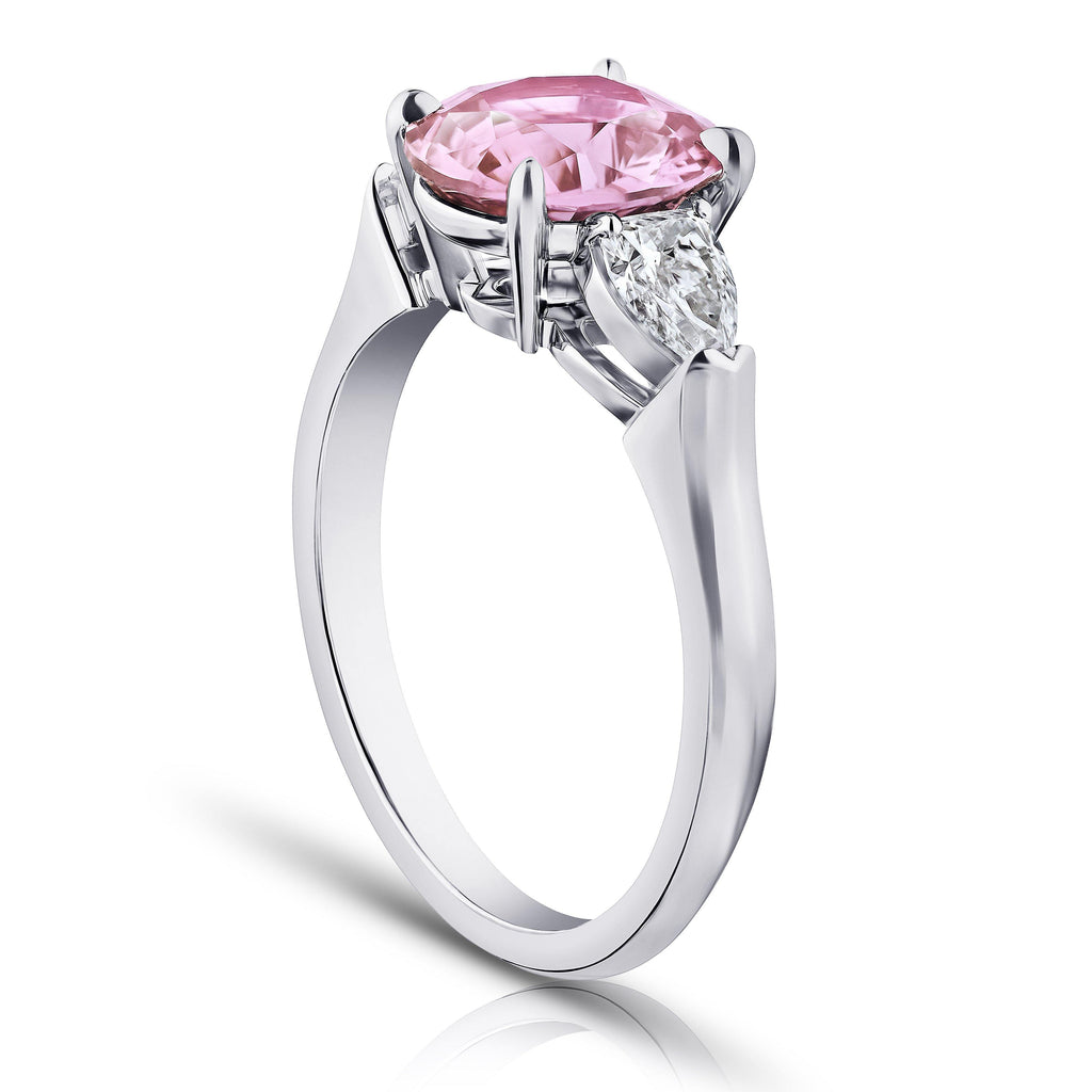 2.37 Carat Oval Padparadscha Sapphire and Diamond Ring - David Gross Group