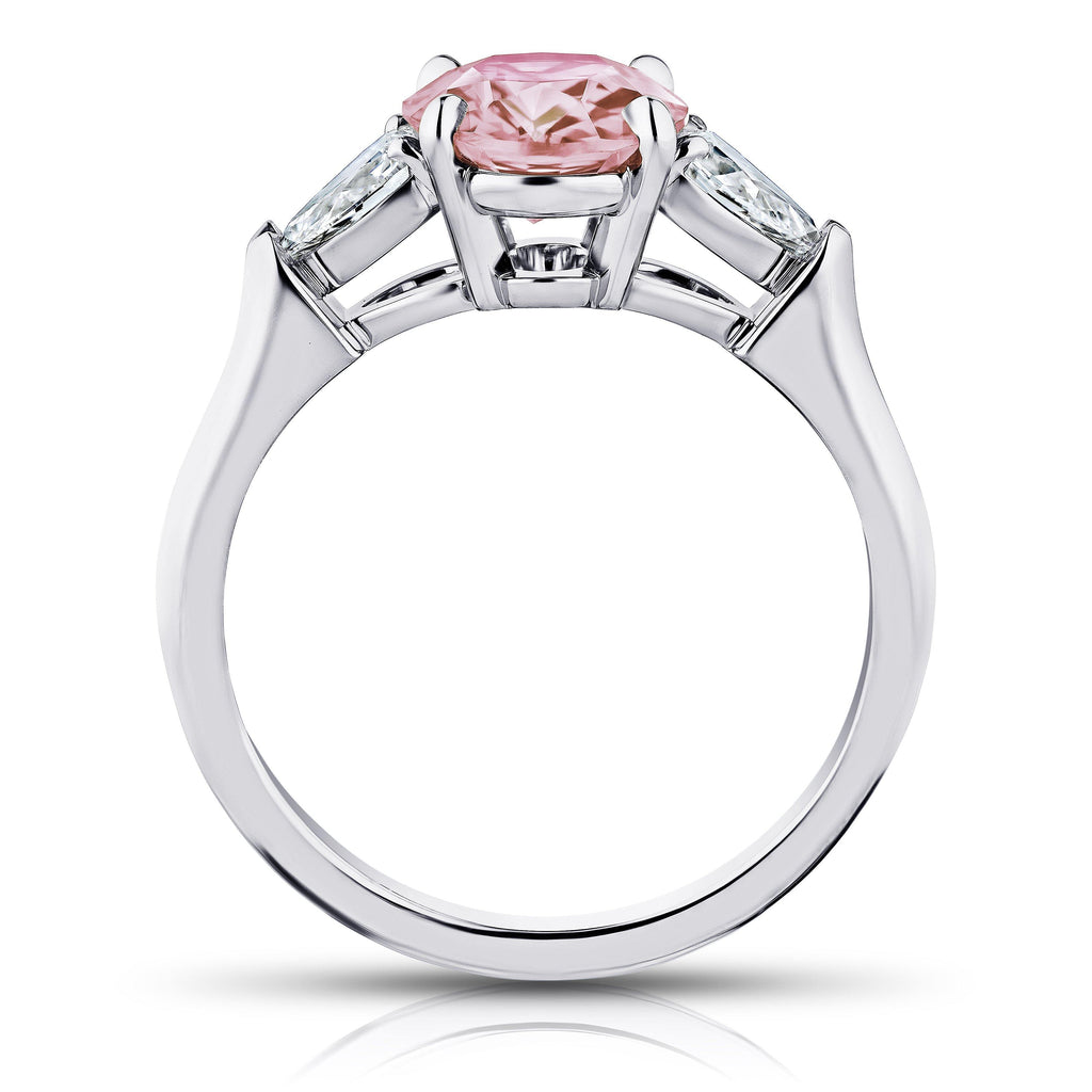 2.37 Carat Oval Padparadscha Sapphire and Diamond Ring - David Gross Group