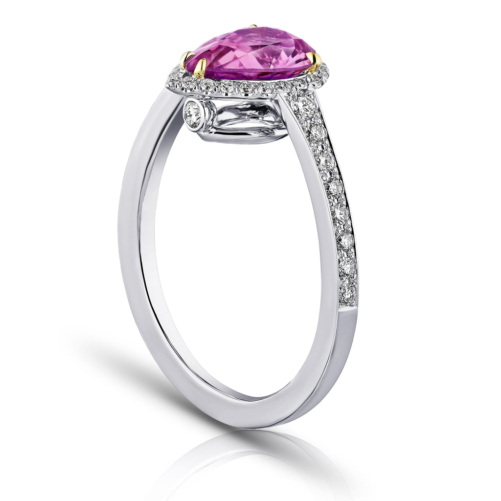 1.81 Carat Pear Shape Pink Sapphire and Diamond Ring - David Gross Group