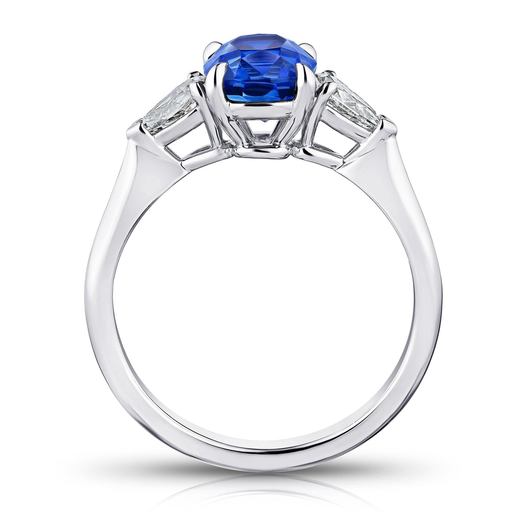 2.11 Carat Cushion Blue Sapphire and Diamond Ring - David Gross Group