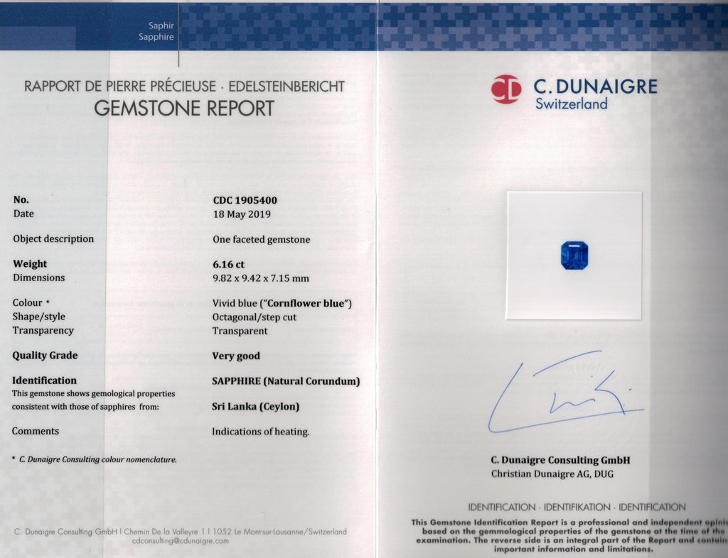 6.16 Square Emerald Blue Sapphire and Diamond Ring - David Gross Group