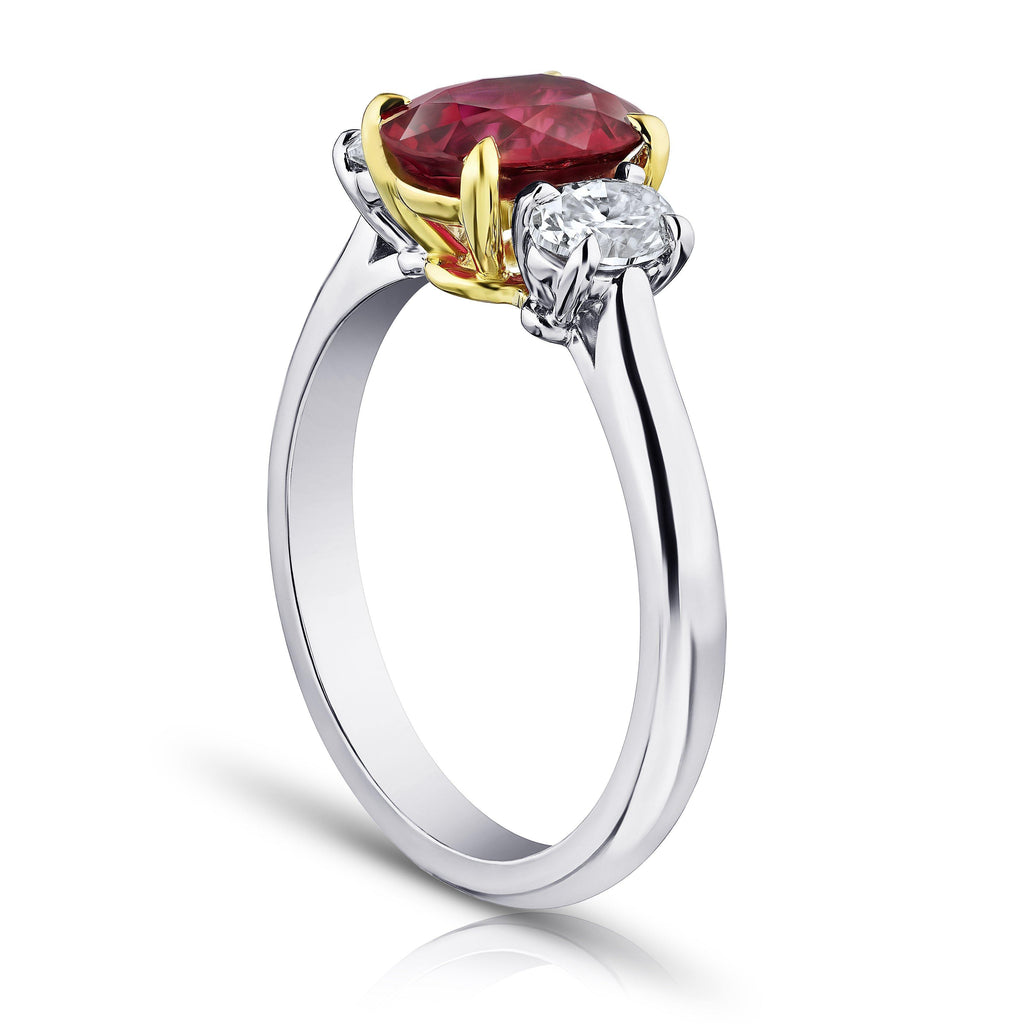 1.76 Carat Oval Red Ruby and Diamond Ring - David Gross Group