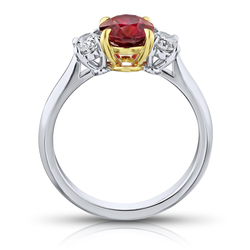1.76 Carat Oval Red Ruby and Diamond Ring - David Gross Group