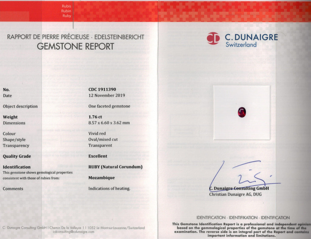 1.76 Carat Oval Red Ruby and Diamond Ring - David Gross Group