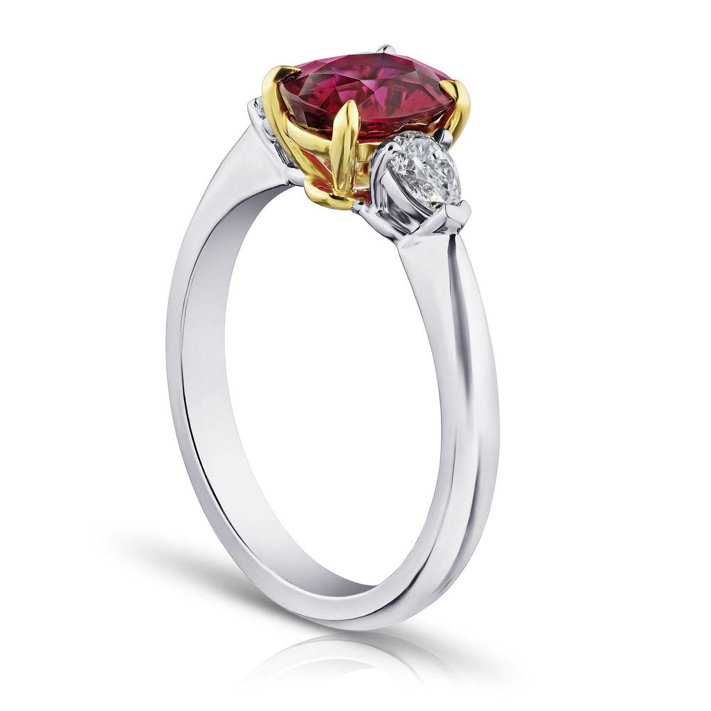 1.72 Carat Oval Red Ruby and Diamond Ring - David Gross Group