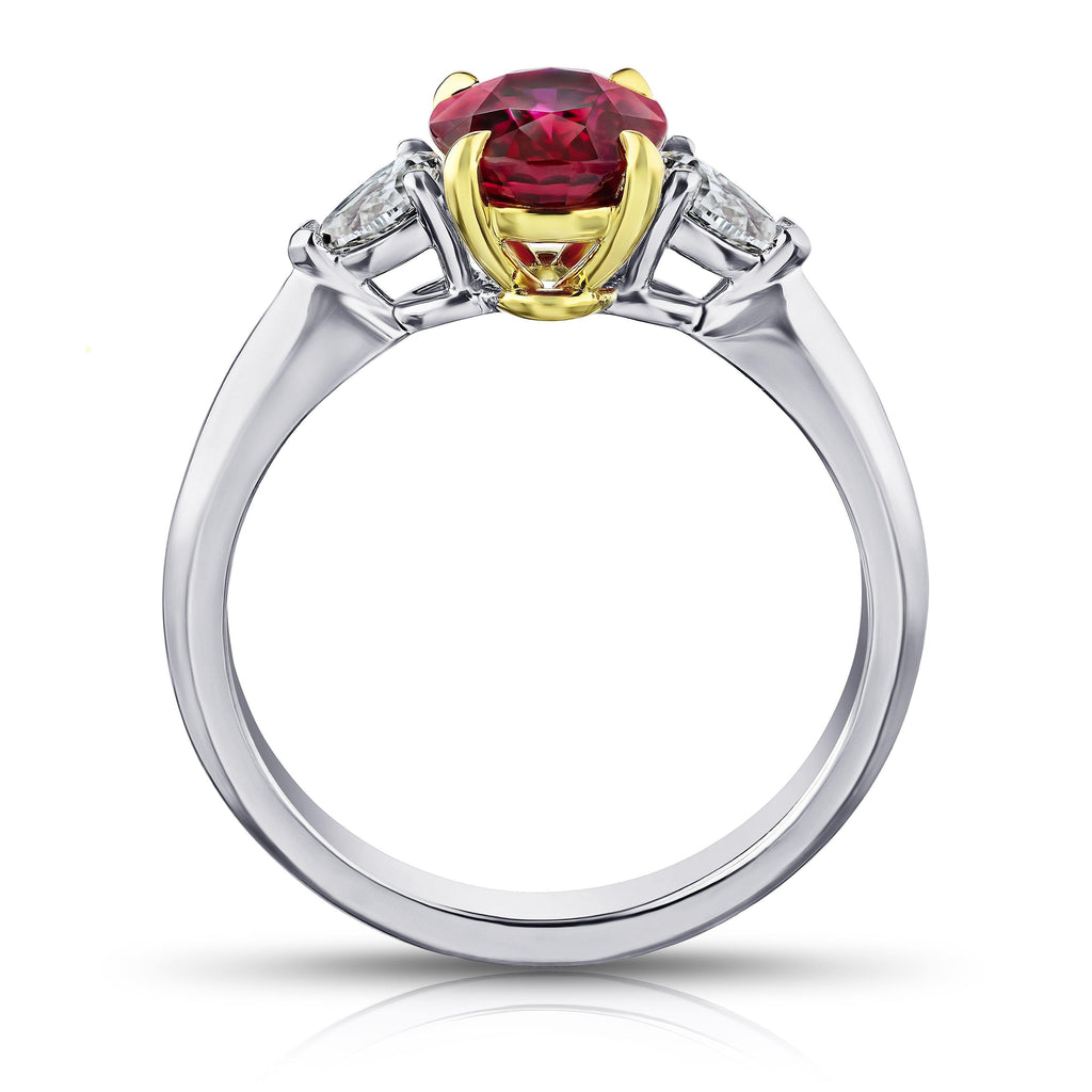 1.72 Carat Oval Red Ruby and Diamond Ring - David Gross Group