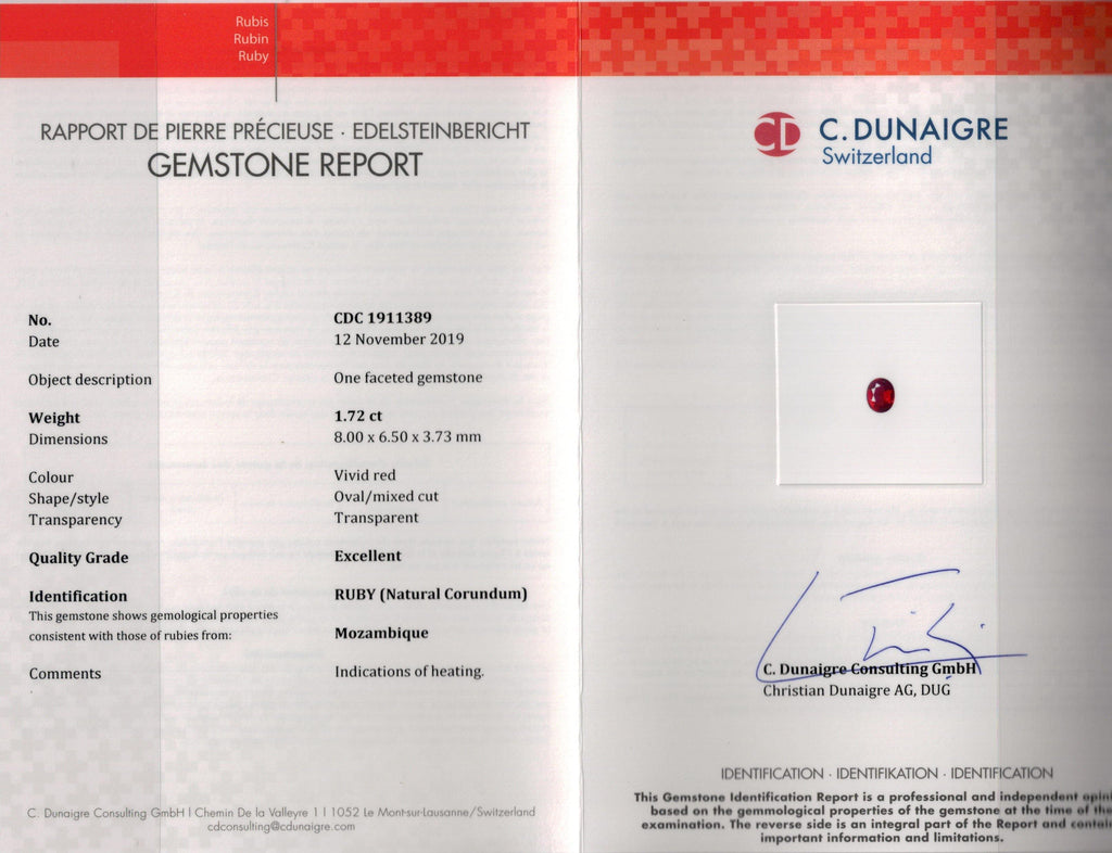 1.72 Carat Oval Red Ruby and Diamond Ring - David Gross Group