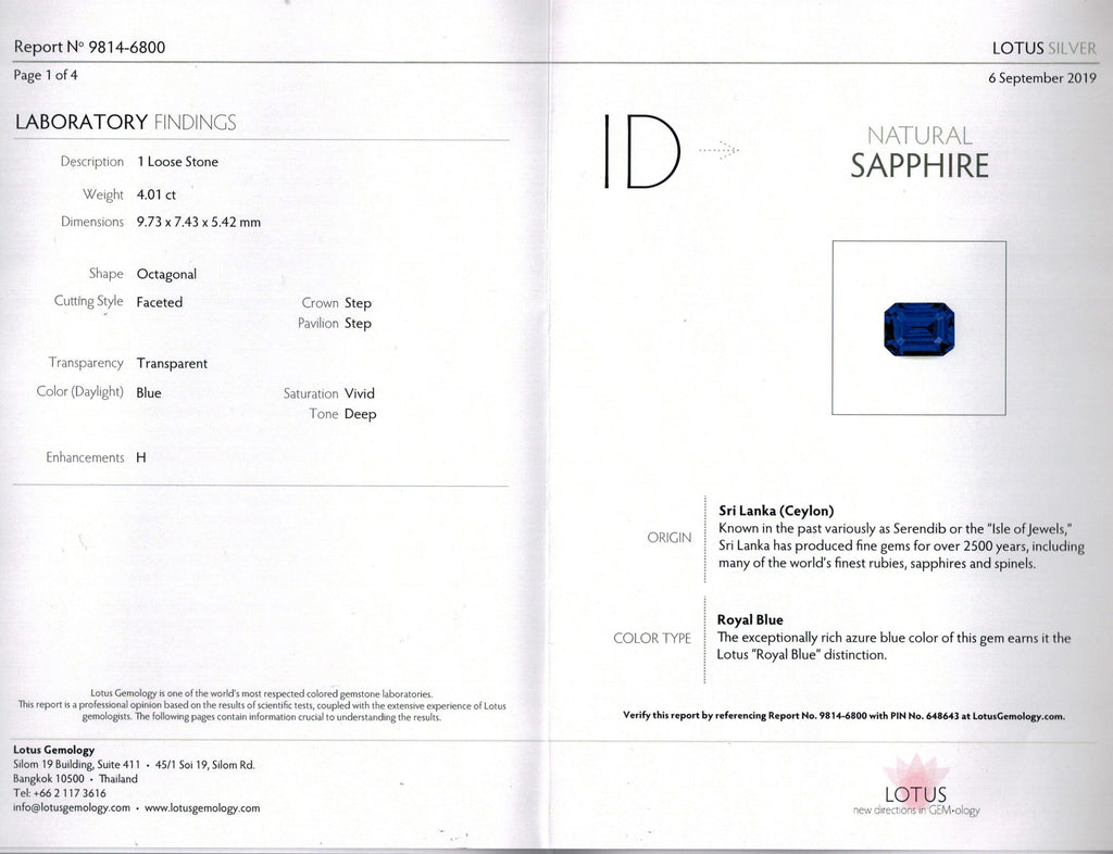 4.01 Carat Emerald Cut Blue Sapphire and Diamond Ring - David Gross Group