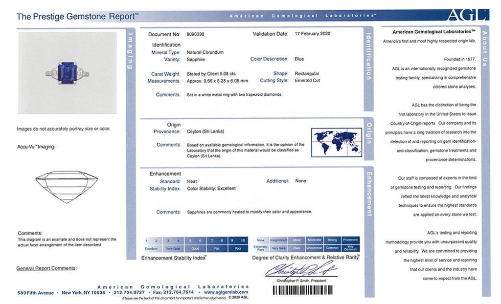 5.08 Carat Emerald Cut Blue Sapphire and Diamond Ring - David Gross Group