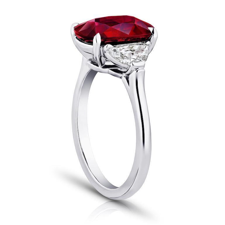 5.10 Carat Oval Red Ruby and diamond Ring - David Gross Group