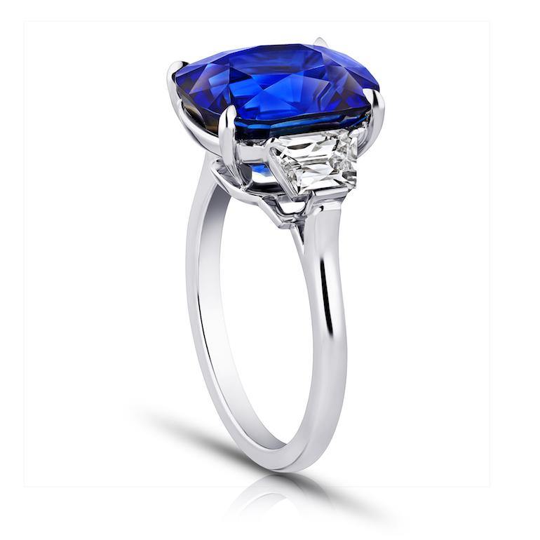 8.59 Carat Cushion Blue Sapphire and Diamond Ring - David Gross Group