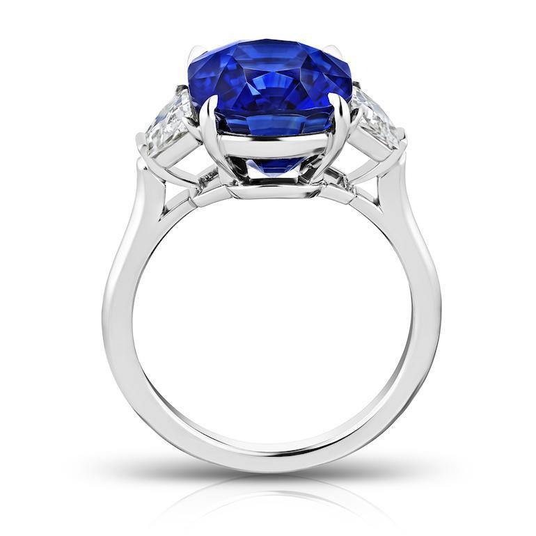 8.59 Carat Cushion Blue Sapphire and Diamond Ring - David Gross Group