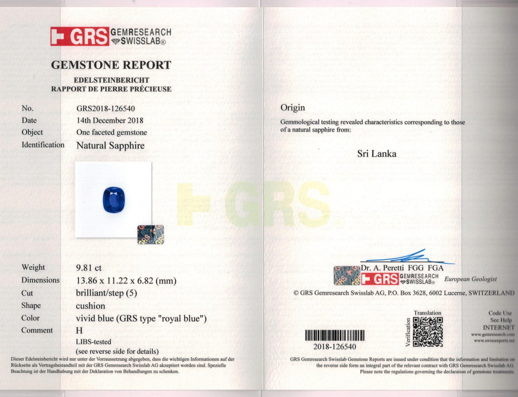 9.81 Carat Cushion Blue Sapphire and Diamond Ring - David Gross Group