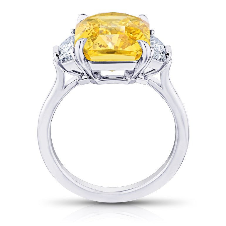 9.08 Carat Radiant Yellow Sapphire and Diamond Ring - David Gross Group