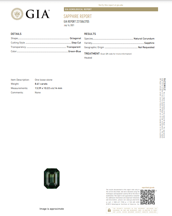 8.61 carat Emerald Cut Green Sapphire and diamond platinum ring - David Gross Group