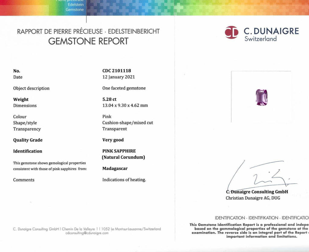 5.28 Carat Cushion Light Pink Sapphire and Diamond Ring - David Gross Group