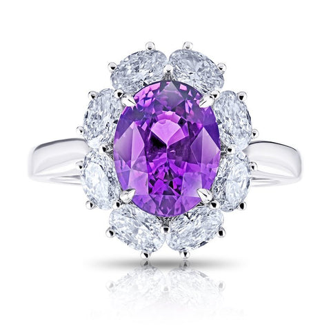 14.15 carat Oval Pink Natural No Heat Sapphire and Platinum Ring