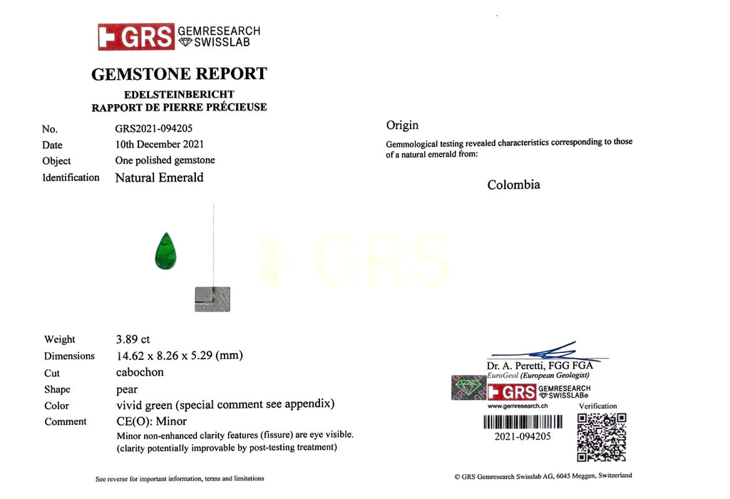 3.89 carat Cabochon Green Emerald and Diamond Platinum Pendant - David Gross Group