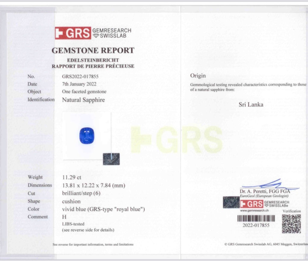 11.29 carat Cushion Blue Sapphire and Diamond Platinum Ring - David Gross Group