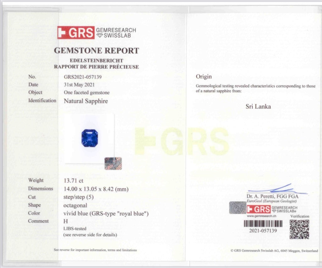 13.17 carat Asscher cut blue sapphire and diamond platinum ring - David Gross Group