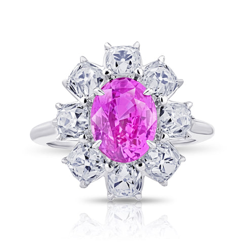 3.13 Carat Green and Pink Round Sapphire and Diamond Earrings