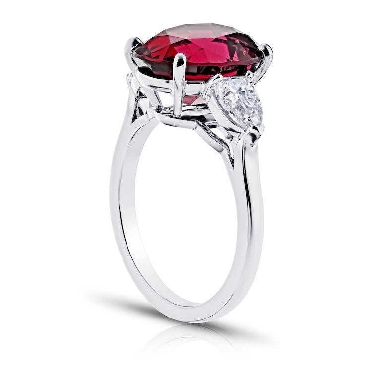 6.05 carat Oval Red Spinel and Diamond Platinum Ring - David Gross Group