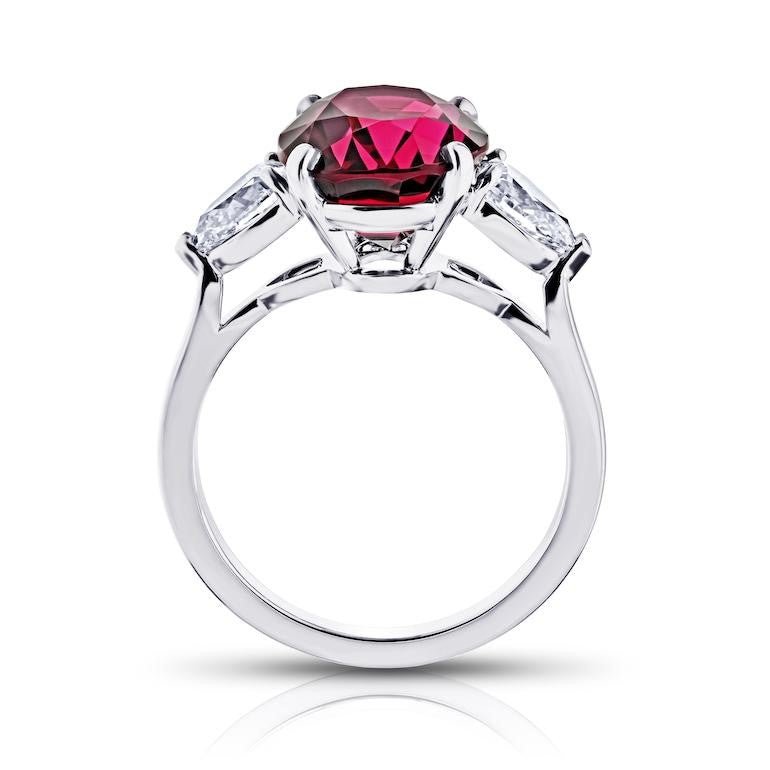 6.05 carat Oval Red Spinel and Diamond Platinum Ring - David Gross Group