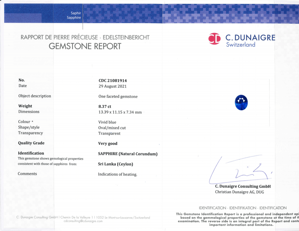 8.37 carat Oval Blue Sapphire and Platinum Diamond Ring - David Gross Group