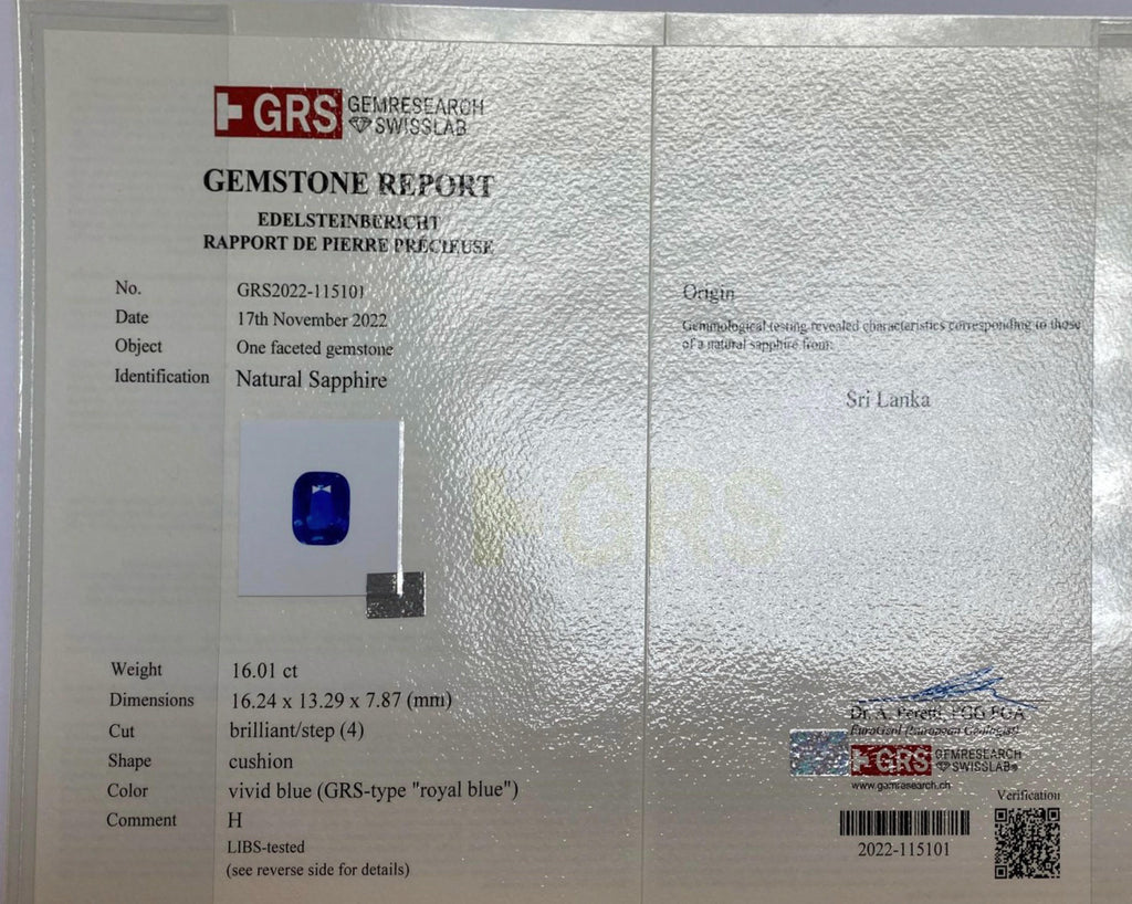 16.01 carat Cushion Blue Sapphire and Diamond Ring - David Gross Group