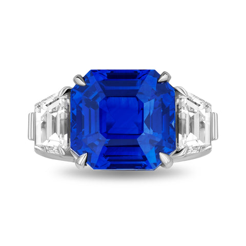 4.18 carat Oval Blue Sapphire and Diamond Platinum Ring