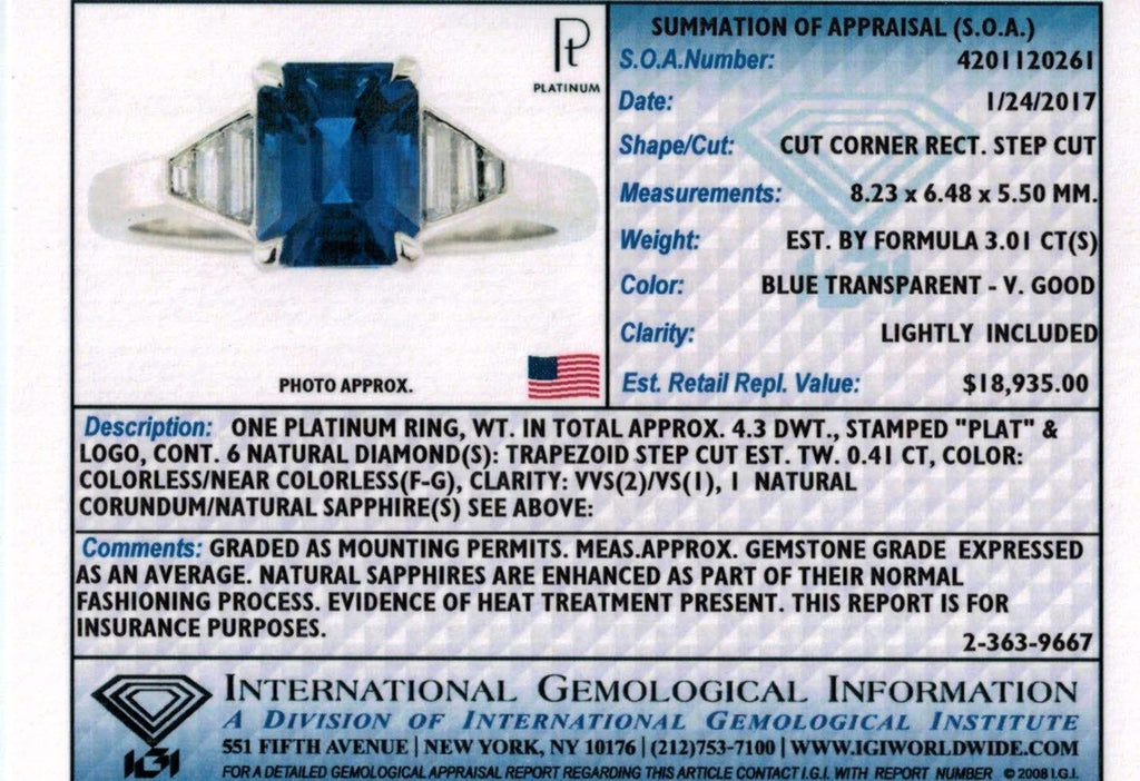 3.01 Carat Blue Sapphire Ring - David Gross Group