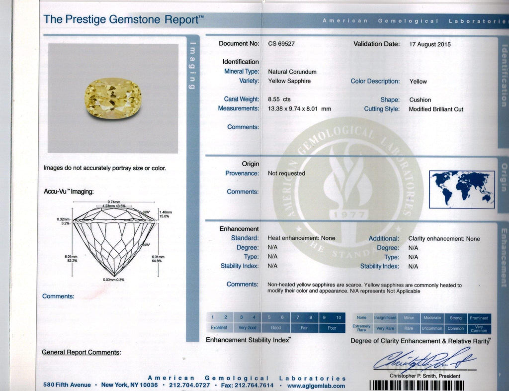 8.55 Carat Yellow Sapphire Ring - David Gross Group