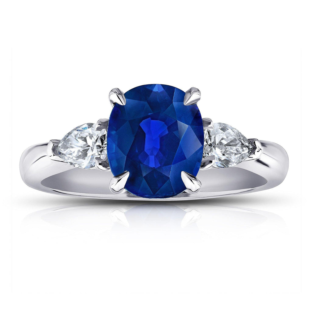 3.06 Carat Blue Sapphire and Diamond Ring