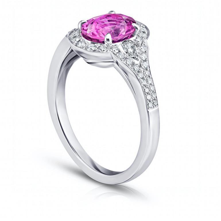 2.31 Carat Oval Pink Sapphire and Diamond Ring - David Gross Group