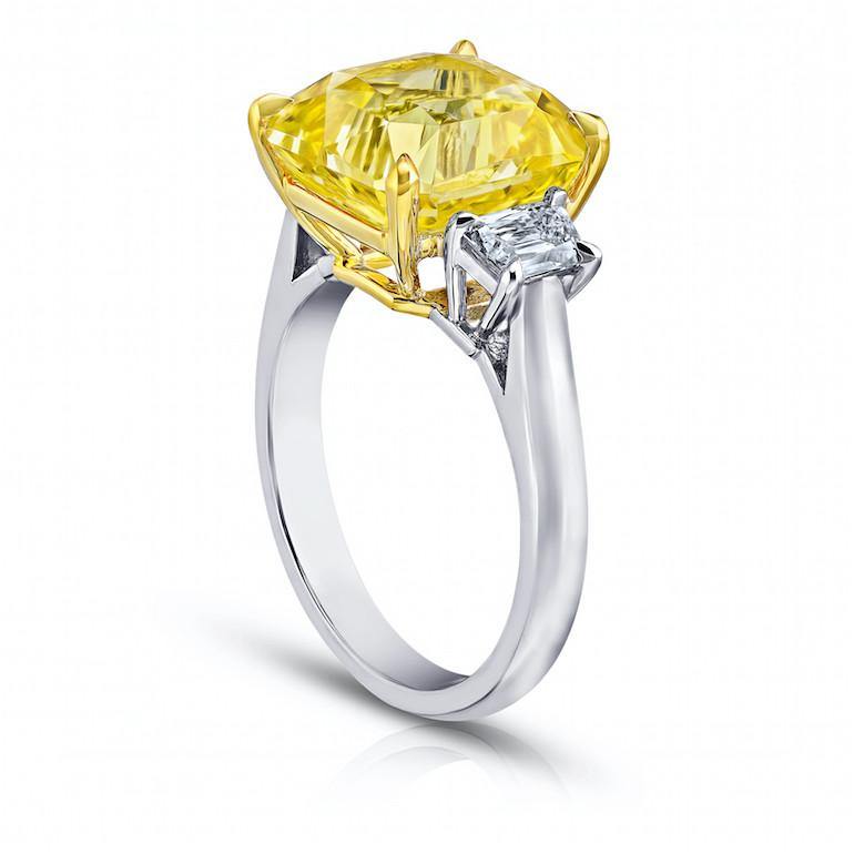 9.67 Carat Radiant Yellow Sapphire and Diamond Ring - David Gross Group
