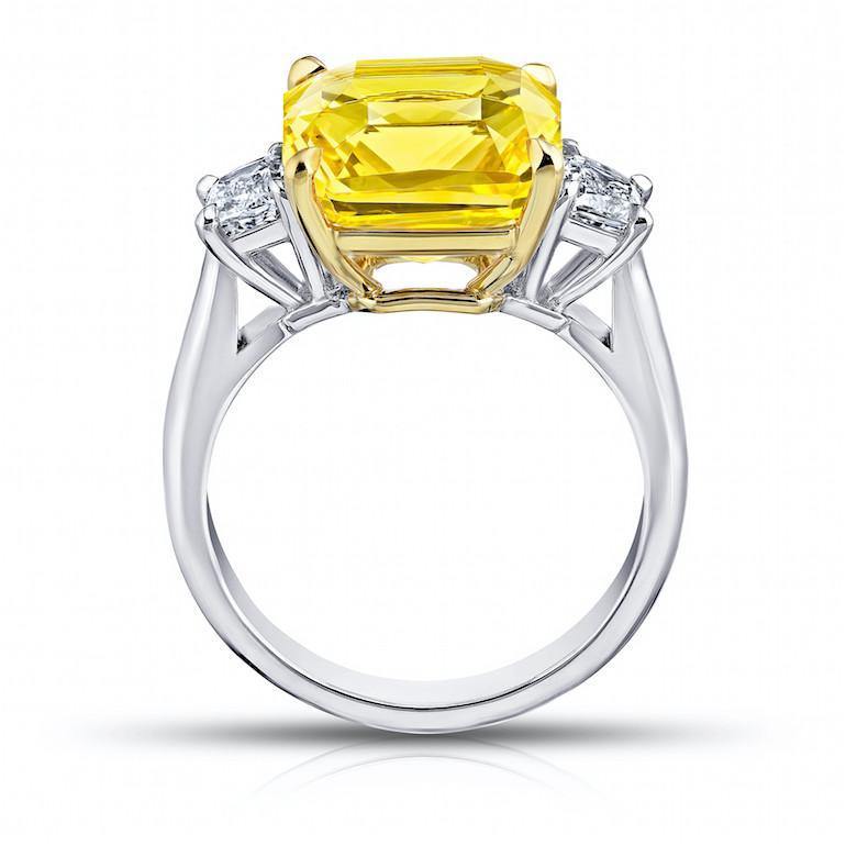 9.67 Carat Radiant Yellow Sapphire and Diamond Ring - David Gross Group