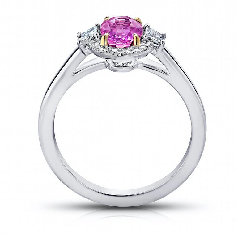 1.69 Carat Oval Pink Sapphire and Diamond Ring - David Gross Group