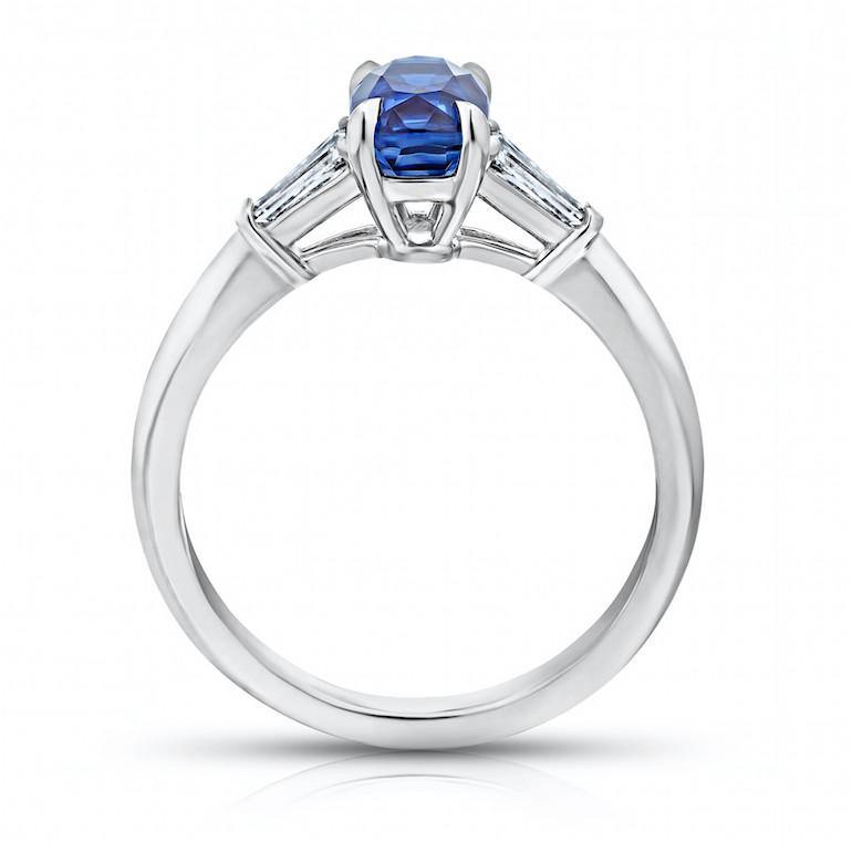 1.74 Carat Cushion Blue Sapphire and Diamond Ring - David Gross Group