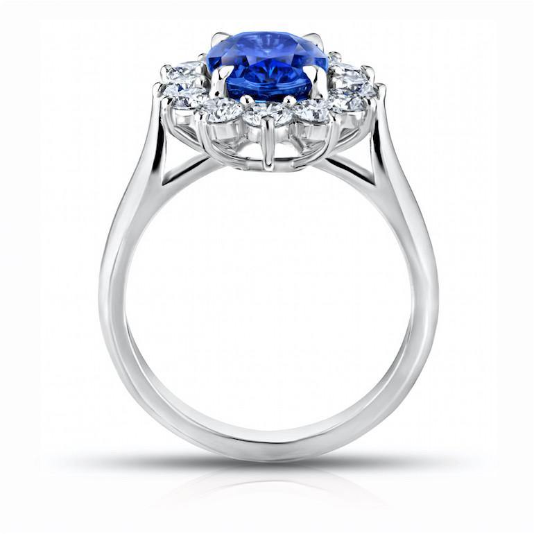 4.08 Carat Oval Blue Sapphire and Diamond Ring - David Gross Group